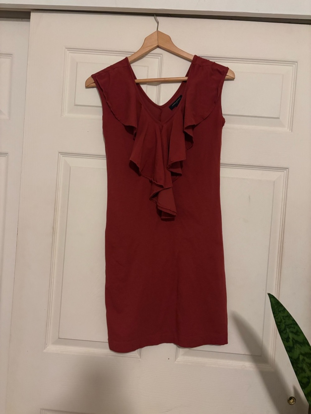 Banana Republic Rust Red Ruffle-Front Sleeveless Mini Dress